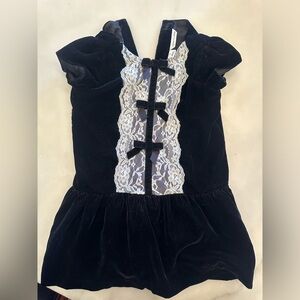 Janie and Jack Black Velvet Dress with lace